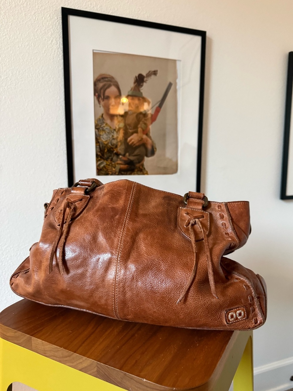 Bed Stu Rustic Cognac Leather Shoulder Bag